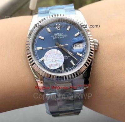Rolex Oyster Perpetual Datejust Stainless Steel Blue Dial 36mm Replica Watch